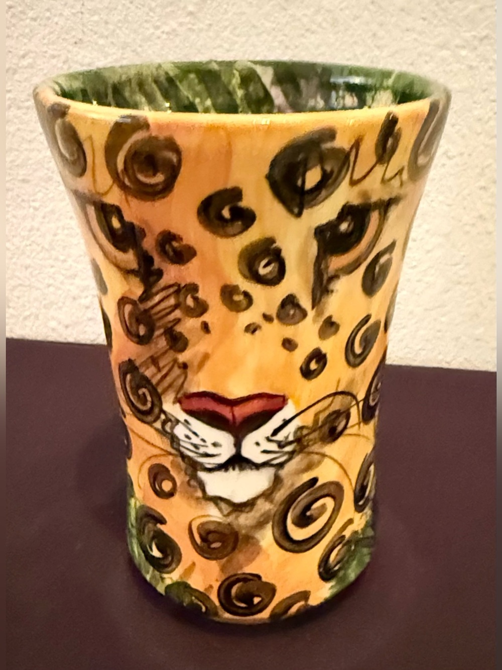 Hand made ceramic Leopard mug. 16oz